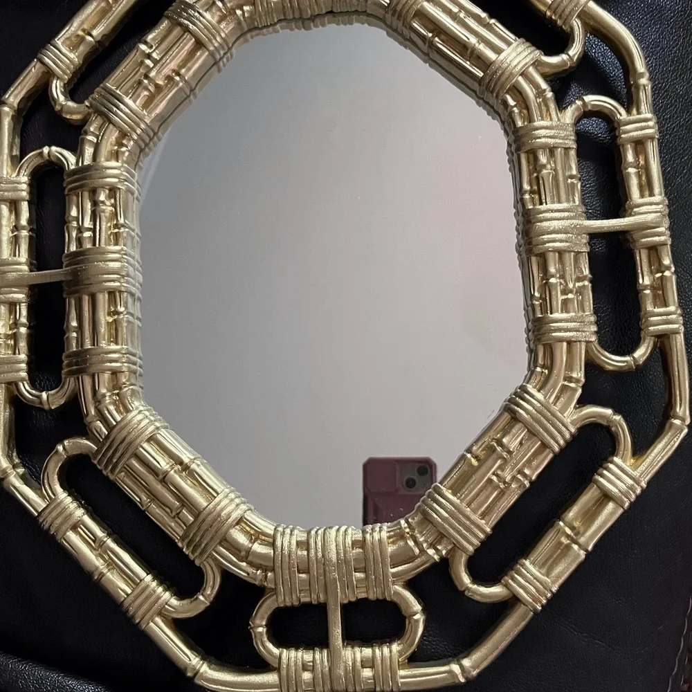 Vintage gold bamboo style frame wall mirror by Home interiors and gifts